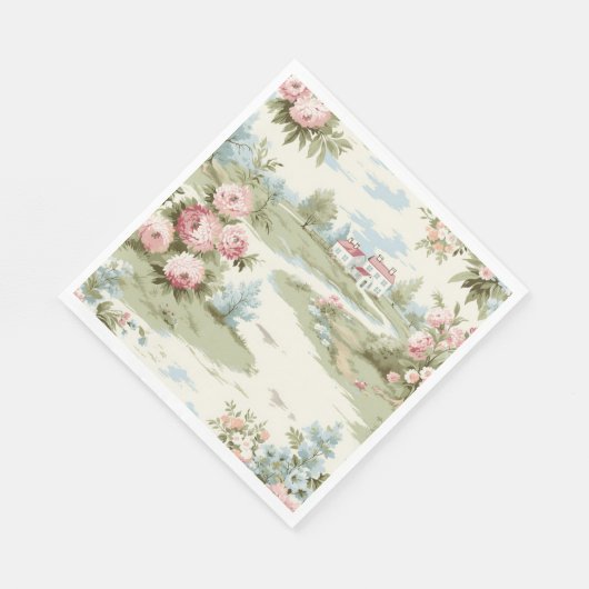 Sweet Rustic Country Zuhause Floral Landschaft Serviette (Ecke)