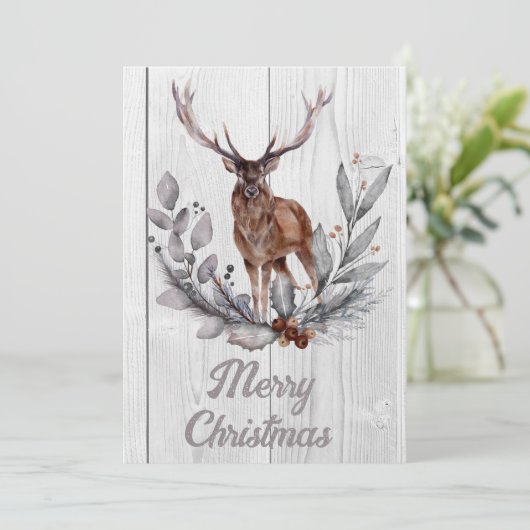 Sweet Rustic Deer Frohe Weihnachten (Stehend Vorderseite)