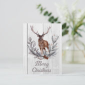 Sweet Rustic Deer Frohe Weihnachten Postkarte (Stehend Vorderseite)