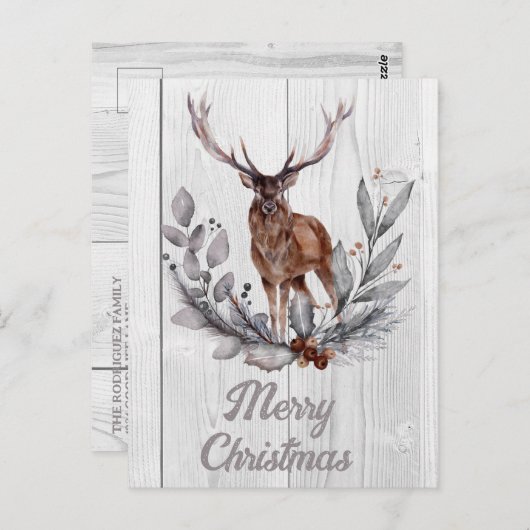 Sweet Rustic Deer Frohe Weihnachten Postkarte (Vorne/Hinten)