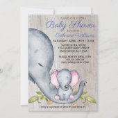 Sweet Rustic Elephant Blue Boy Baby Dusche einlade Einladung (Vorderseite)