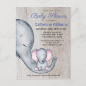 Sweet Rustic Elephant Blue Boy Baby Dusche einlade Einladungspostkarte (Vorderseite)