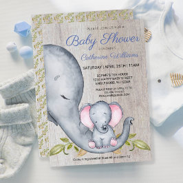 Sweet Rustic Elephant Blue Boy Baby Dusche Einladung