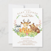 Sweet Rustic Forest Animals Baby Dusche Einladung (Vorderseite)