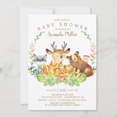 Sweet Rustic Forest Animals Baby Dusche Einladung (Vorderseite)