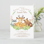 Sweet Rustic Forest Animals Baby Dusche Einladung (Stehend Vorderseite)