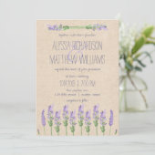 Sweet Rustic Lila Lavendel on Kraft Look Wedding Einladung (Stehend Vorderseite)
