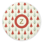 Sweet Rustic Red Green Christmas Tree Keramikknauf (Vorderseite)