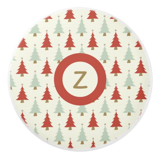 Sweet Rustic Red Green Christmas Tree Keramikknauf (Vorderseite)