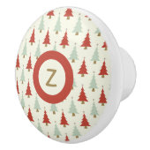 Sweet Rustic Red Green Christmas Tree Keramikknauf (Rechts)