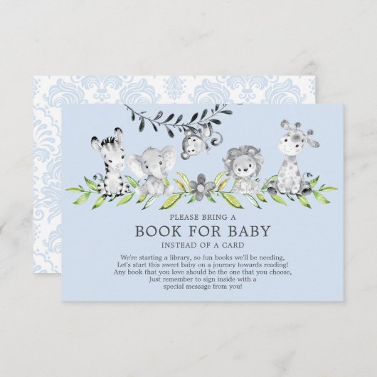 Sweet Safari Animals Baby Shower Book for Baby Begleitkarte (Vorne/Hinten)