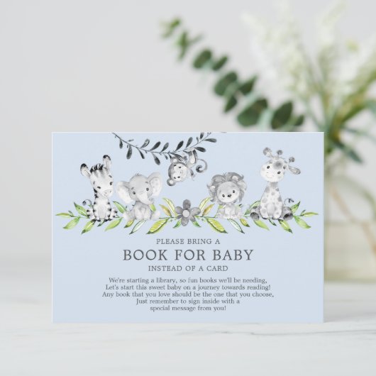 Sweet Safari Animals Baby Shower Book for Baby Begleitkarte (Stehend Vorderseite)