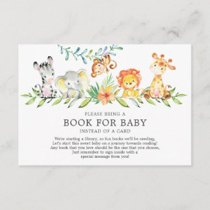 Sweet Safari Animals Baby Shower Book for Baby Begleitkarte