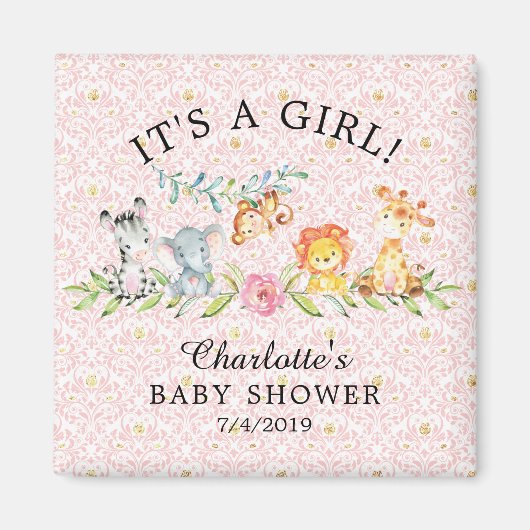 Sweet Safari Animals Baby Shower Fevor Magnet (Vorne)