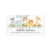 Sweet Safari Animals Baby Showmarke Adressaufkleber (Vorne)