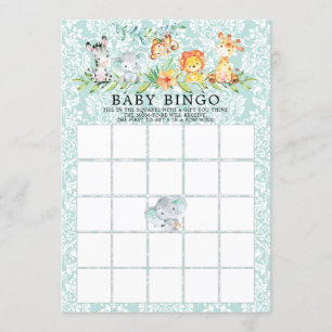 Sweet Safari Animals BINGO Baby Showspiel Einladung