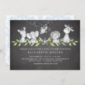 Sweet Safari Animals Boy Baby Shower Einladung (Vorne/Hinten)