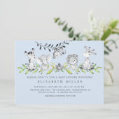 Sweet Safari Animals Boy Baby Shower Einladung (Stehend Vorderseite)