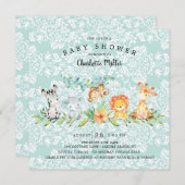 Sweet Safari Animals Gender Neutral Baby Dusche Einladung (Vorne/Hinten)