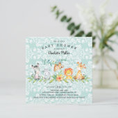 Sweet Safari Animals Gender Neutral Baby Dusche Einladung (Stehend Vorderseite)