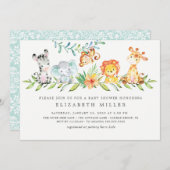 Sweet Safari Animals Neutral Baby Dusche Einladung (Vorne/Hinten)