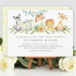 Sweet Safari Animals Neutral Baby Dusche Einladung