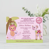 Sweet Safari Baby Dusche Einladung Dschungelmädche (Stehend Vorderseite)