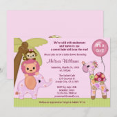 Sweet Safari Baby Dusche Einladung Dschungelmädche (Vorne/Hinten)