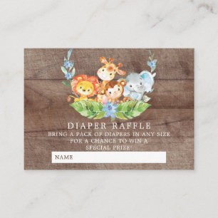 Sweet Safari Baby Showdusche Windeln Raffle Ticket Begleitkarte