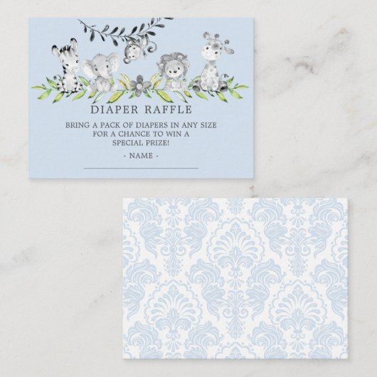 Sweet Safari Baby Showdusche Windeln Raffle Ticket Begleitkarte (Vorne/Hinten)