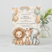 Sweet Safari First Birthday Einladung (Stehend Vorderseite)