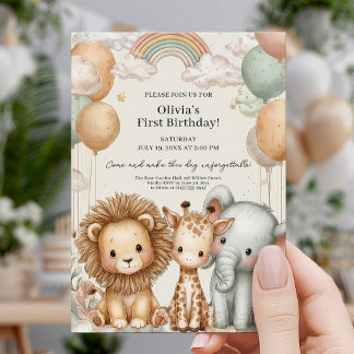 Sweet Safari First Birthday Einladung