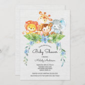 Sweet Safari Jungle Boys Kinderdusche Einladung (Vorne/Hinten)