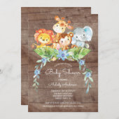 Sweet Safari Jungle Boys Kinderdusche Einladung (Vorne/Hinten)