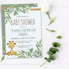 Sweet Safari Jungle Eucalyptus Giraffe Babydusche Einladung