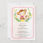 Sweet Safari Monkey Girls Babydusche Einladung (Vorderseite)