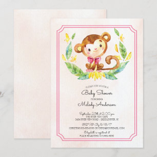 Sweet Safari Monkey Girls Babydusche Einladung