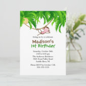 Sweet Safari Monkey zum Geburtstag Einladung (Stehend Vorderseite)