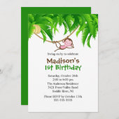 Sweet Safari Monkey zum Geburtstag Einladung (Vorne/Hinten)