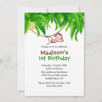 Sweet Safari Monkey zum Geburtstag Einladung