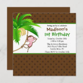 Sweet Safari Monkey zum Geburtstag Einladung (Vorne/Hinten)