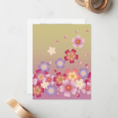 Sweet Sakura Blossoms Kimono Style Pink & Green Mitteilungskarte (Vorderseite/Rückseite Beispiel)