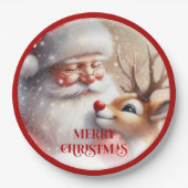Sweet Santa and Red Nose Rudolph Holiday Plates Pappteller (Vorderseite)
