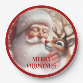 Sweet Santa and Rudolph Kids Christmas Plates Pappteller (Vorderseite)