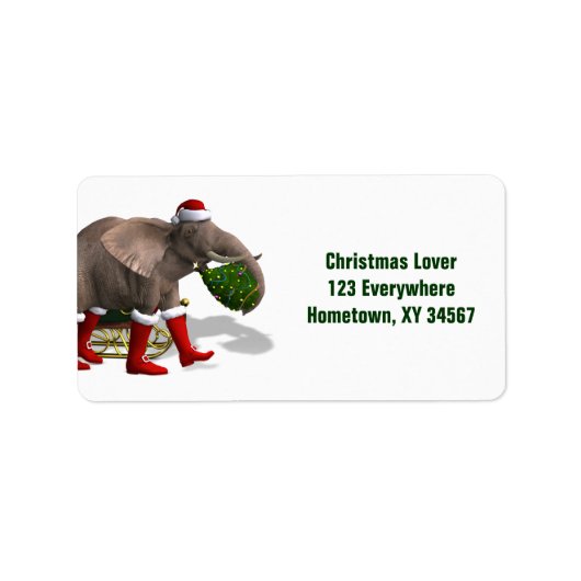 Sweet Santa Claus Elephant Adressaufkleber (Vorne)