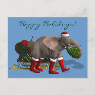 Sweet Santa Claus Elephant Feiertagspostkarte