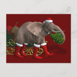 Sweet Santa Claus Elephant Feiertagspostkarte