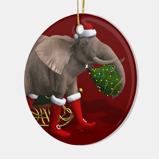 Sweet Santa Claus Elephant Keramik Ornament (Links)