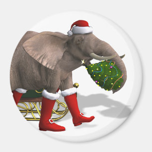 Sweet Santa Claus Elephant Magnet