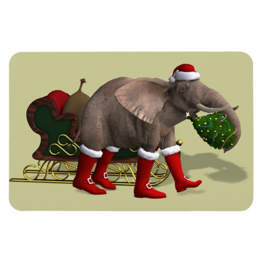 Sweet Santa Claus Elephant Magnet (Horizontal)
